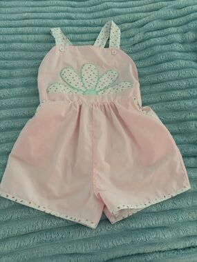 The Beaufort Bonnet Company Pink Daisy Appliqué Romper